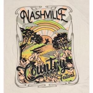 Women Light Pink Floral Nashville Country Music Festival T-Shirt No Sleeves Sz L
